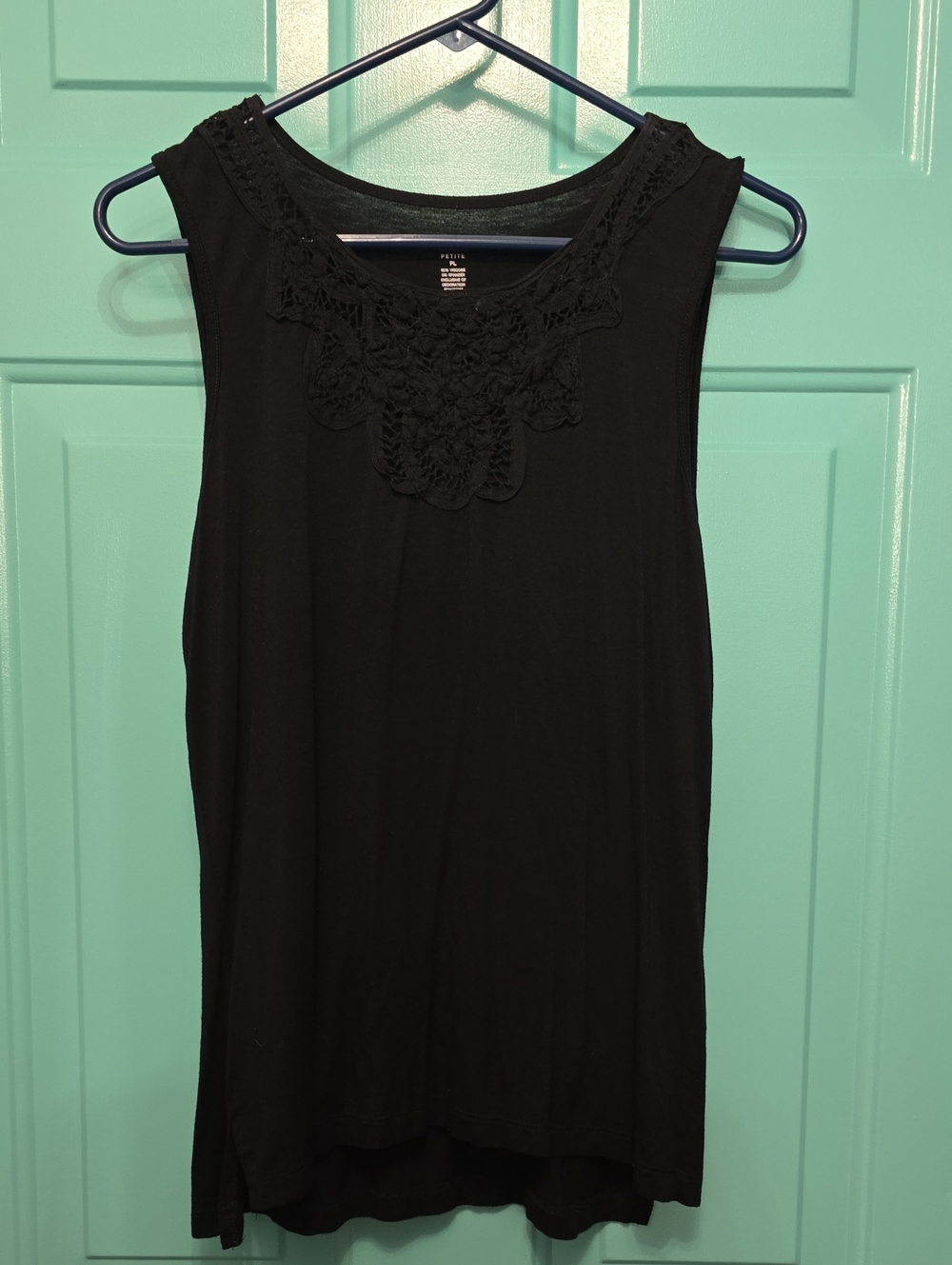 a.n.a Black Sleeveless Tank with Crochet Yoke